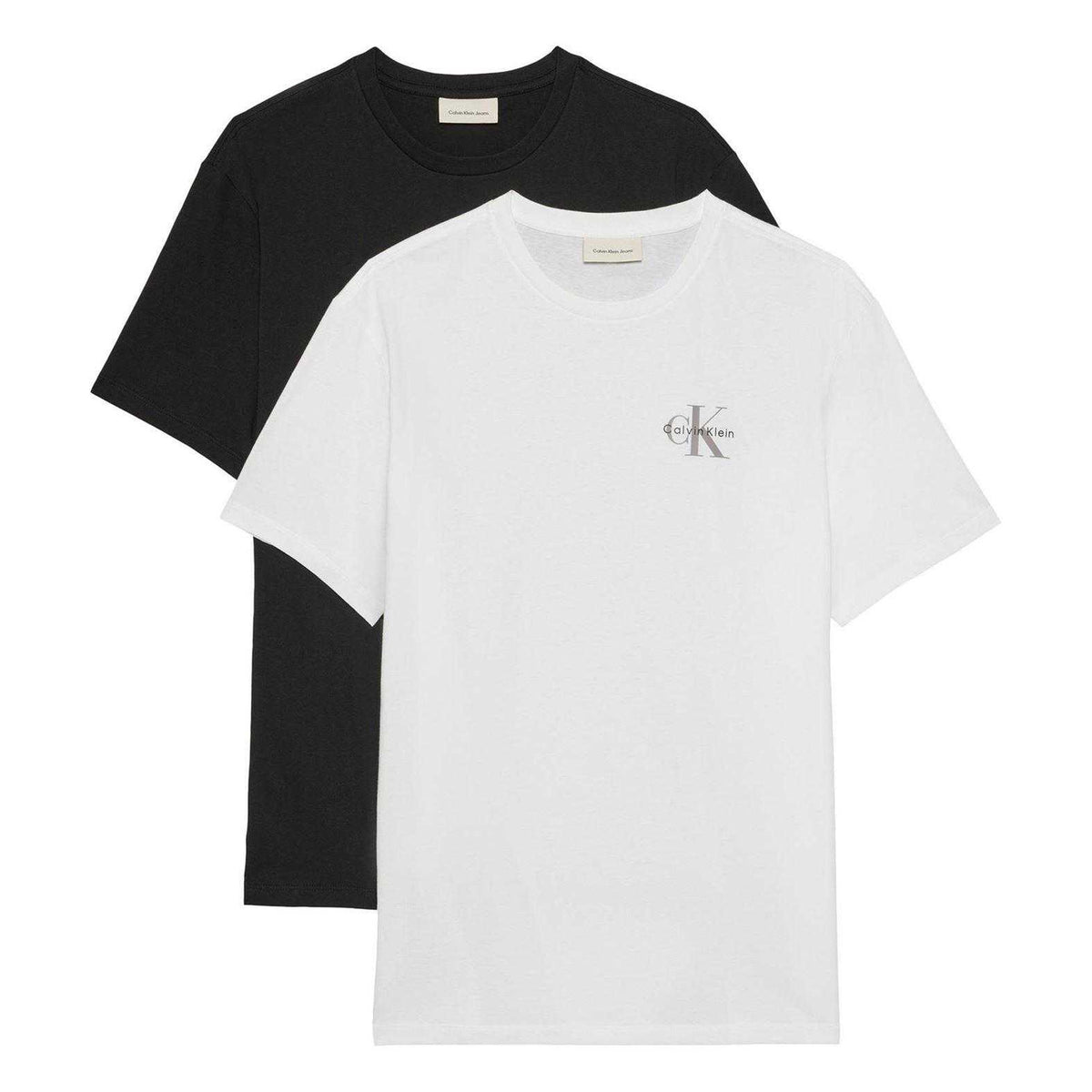 Black-White - Front - Calvin Klein Mens Micro Logo T-Shirt (Pack of 2)