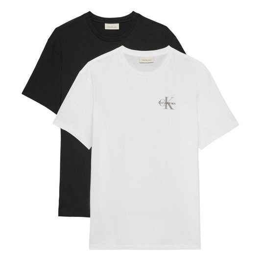 Black-White - Front - Calvin Klein Mens Micro Logo T-Shirt (Pack of 2)