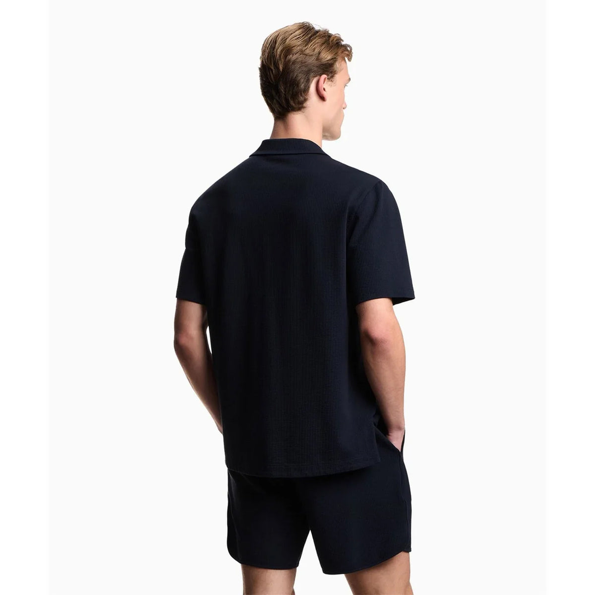 Navy - Back - Emporio Armani Mens Regular Shirt