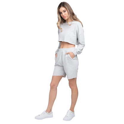 Grey - Side - SikSilk Womens-Ladies Crop Sweatshirt