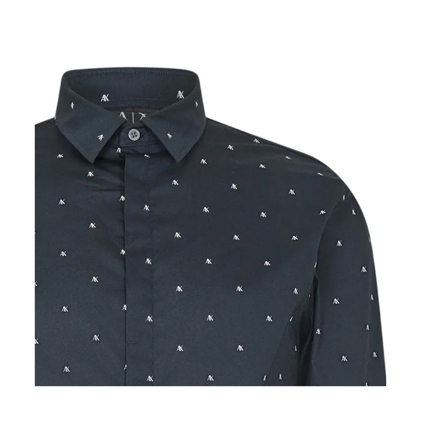 Navy - Side - Armani Exchange Mens Printed Long-Sleeved Shirt