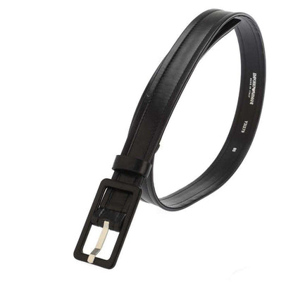 Black - Back - Emporio Armani EA7 Logo Leather Belt