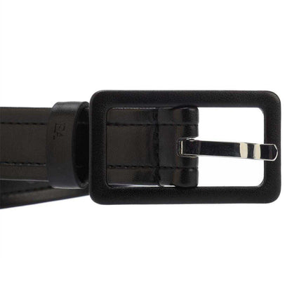 Black - Side - Emporio Armani EA7 Logo Leather Belt