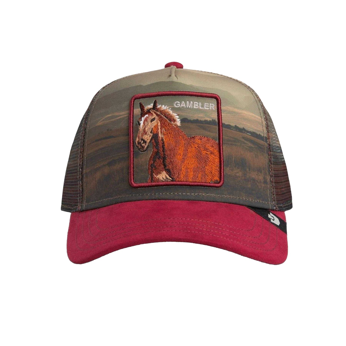 Green-Red - Close up - Goorin Bros Mens Horse Trucker Cap