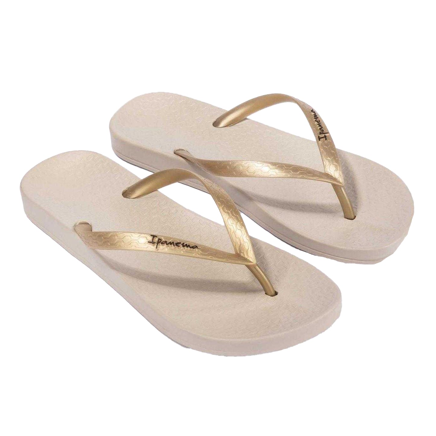 Beige - Side - Ipanema Womens-Ladies Anatomical Moulded Footbed Flat Flip Flops