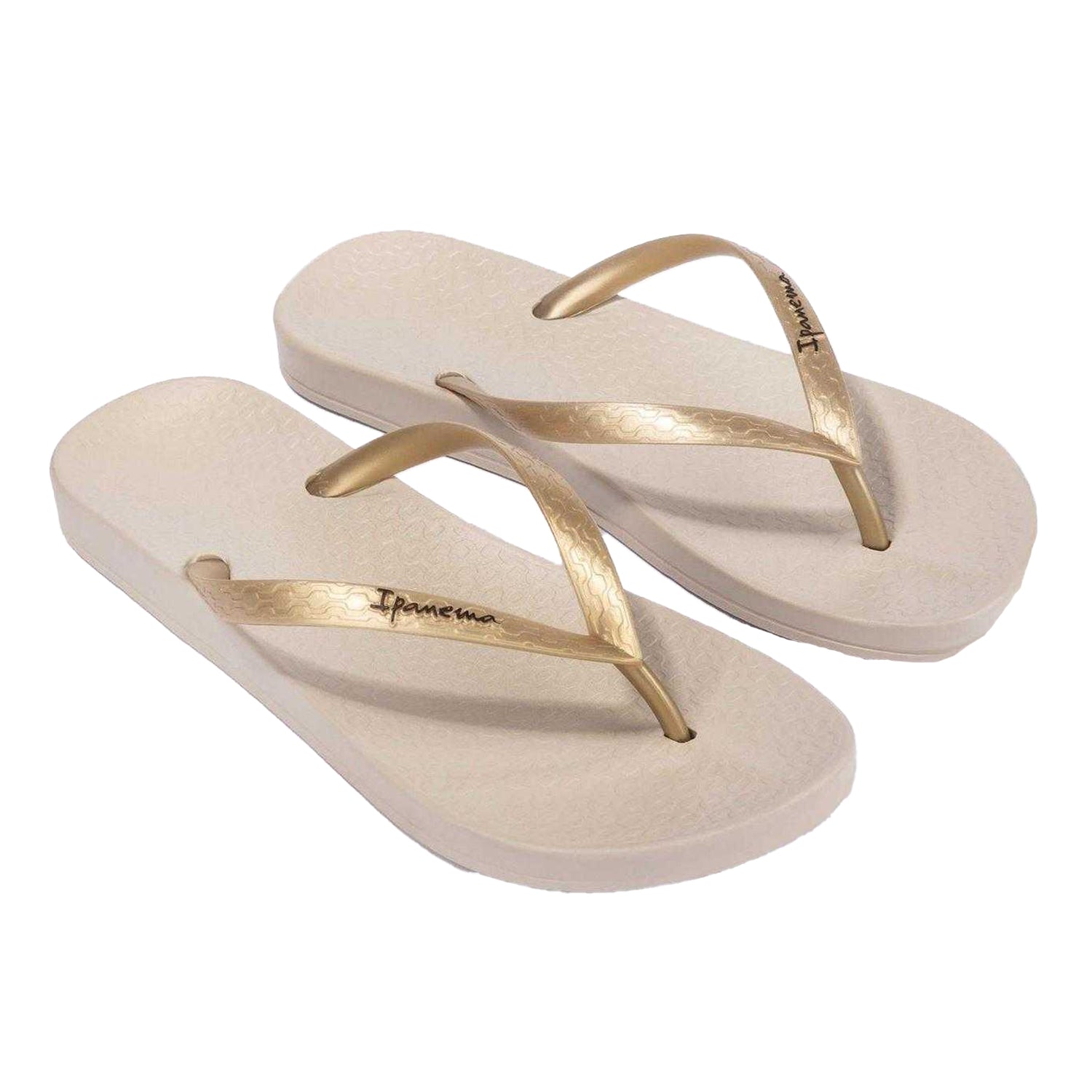 Beige - Side - Ipanema Womens-Ladies Anatomical Moulded Footbed Flat Flip Flops