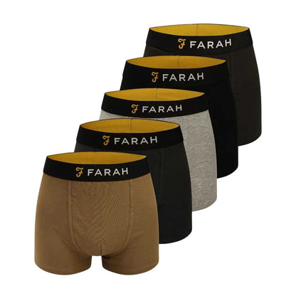 Multicoloured - Front - Farah Mens Carmi Boxer Shorts (Pack of 5)