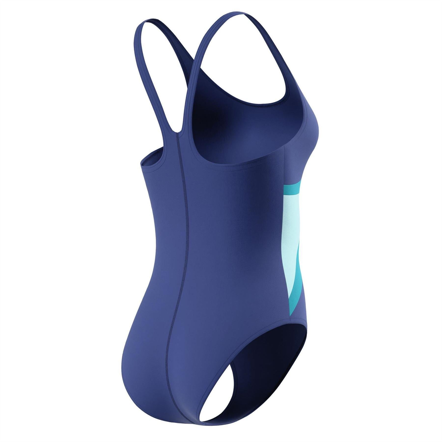 Navy Blue-Green - Pack Shot - Speedo Womens-Ladies Hyperboom Butterfly One Piece Swimsuit