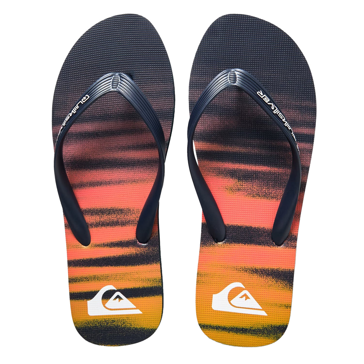 Navy - Side - Quiksilver Mens Logo Flip Flops