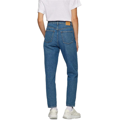 Blue - Back - Boss Womens-Ladies Modern 2.0 Leather Label Mom Jeans