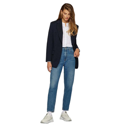Blue - Side - Boss Womens-Ladies Modern 2.0 Leather Label Mom Jeans