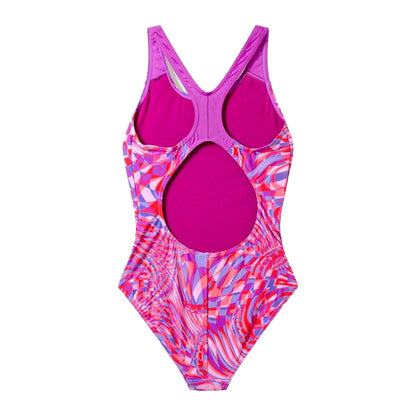 Pink - Back - Speedo Girls Splashback One Piece Swimsuit