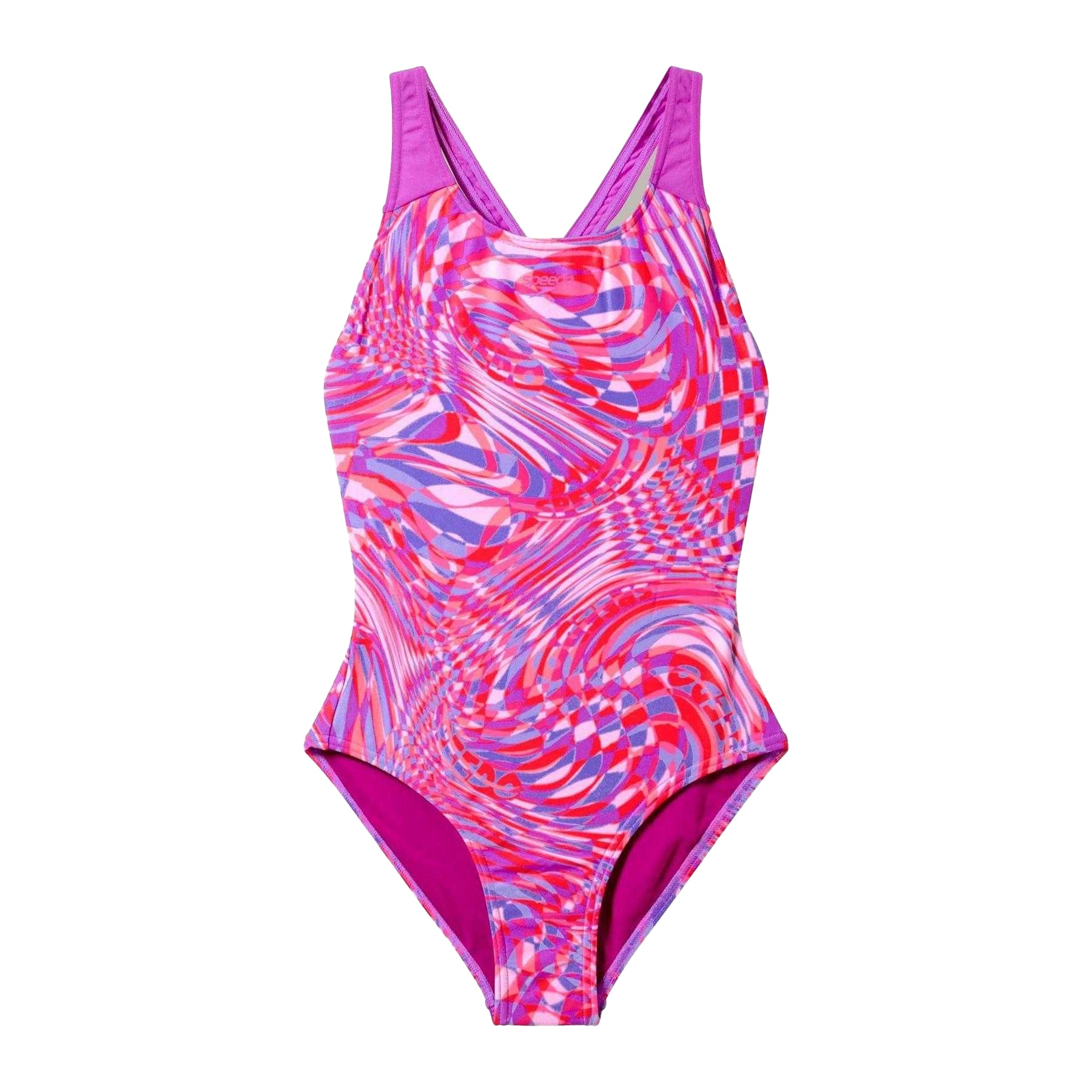 Pink - Front - Speedo Girls Splashback One Piece Swimsuit