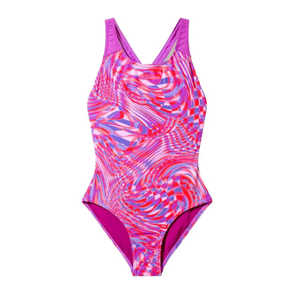 Pink - Front - Speedo Girls Splashback One Piece Swimsuit