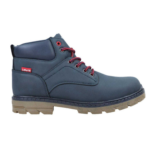 Navy Blue - Front - Levis Childrens-Kids Forest Leather Ankle Boots