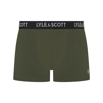 Grey-Beige-Khaki Green - Lifestyle - Lyle & Scott Mens Barclay Boxer Shorts (Pack of 3)