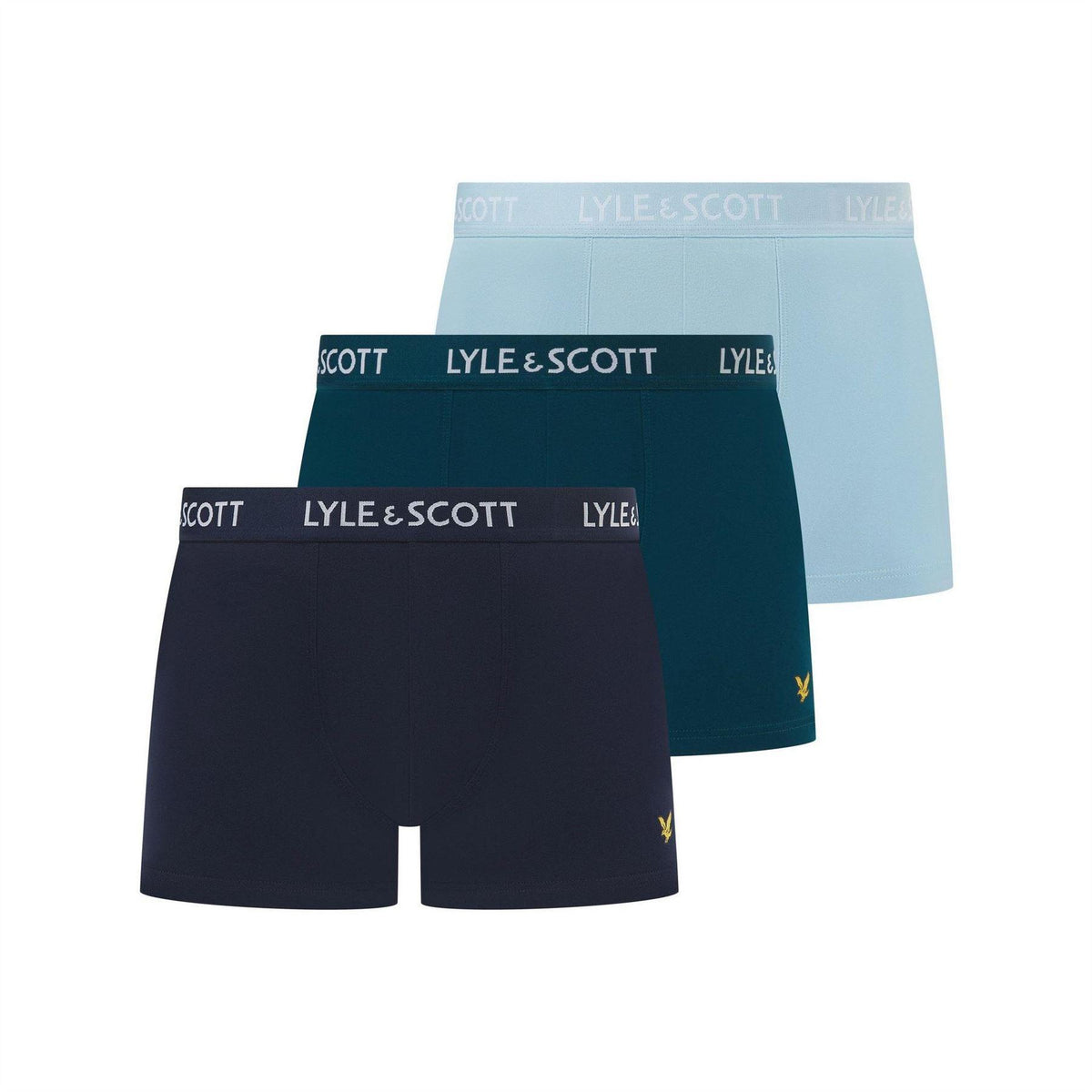 Black-Green-Light Blue - Front - Lyle & Scott Mens Barclay Boxer Shorts (Pack of 3)