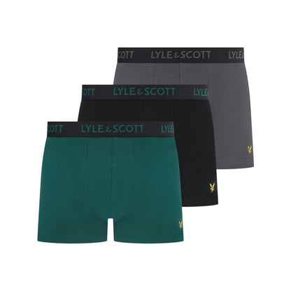 Bayberry-Grey-Black - Front - Lyle & Scott Mens Barclay Boxer Shorts (Pack of 3)