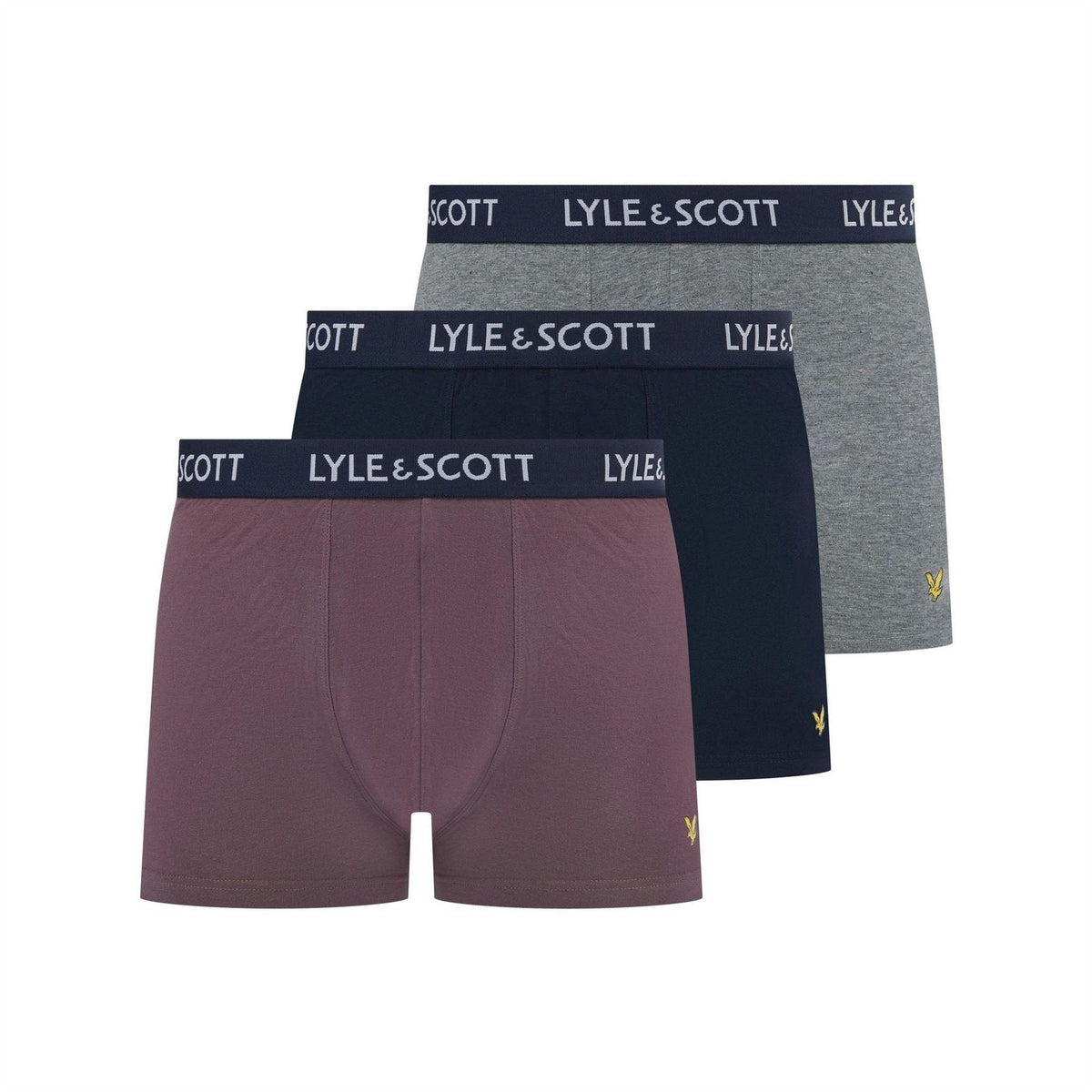 Flint-Grey-Blue - Front - Lyle & Scott Mens Barclay Boxer Shorts (Pack of 3)
