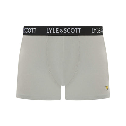 Grey-Beige-Khaki Green - Back - Lyle & Scott Mens Barclay Boxer Shorts (Pack of 3)