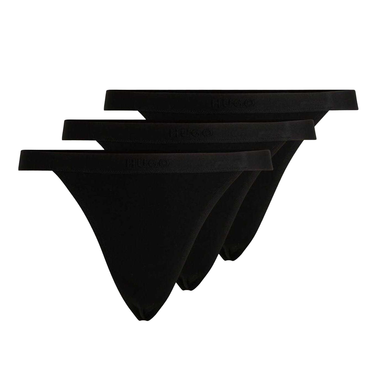 Black - Front - Hugo Womens-Ladies String Briefs (Pack of 3)