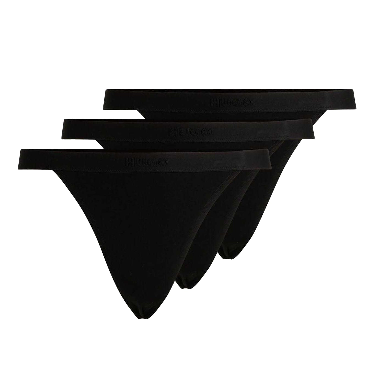 Black - Front - Hugo Womens-Ladies String Briefs (Pack of 3)