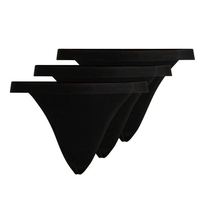 Black - Front - Hugo Womens-Ladies String Briefs (Pack of 3)