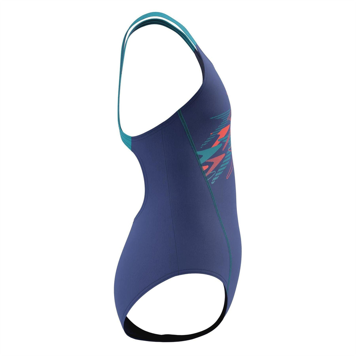 Navy - Side - Speedo Girls Medley Logo One Piece Swimsuit