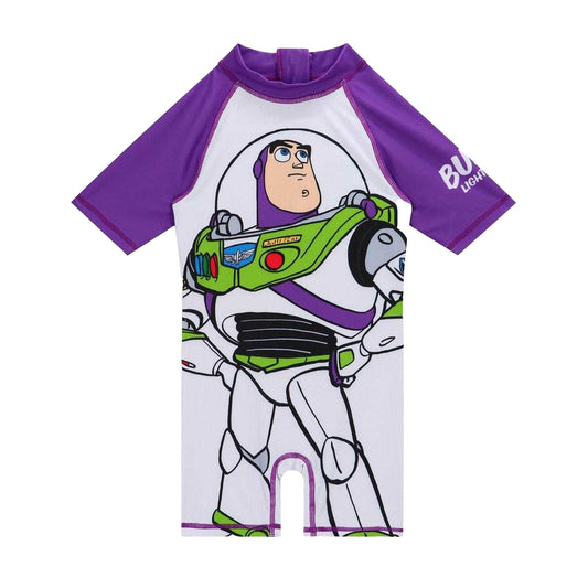 Purple-White - Front - Toy Story Boys Buzz Lightyear One Piece Swimsuit
