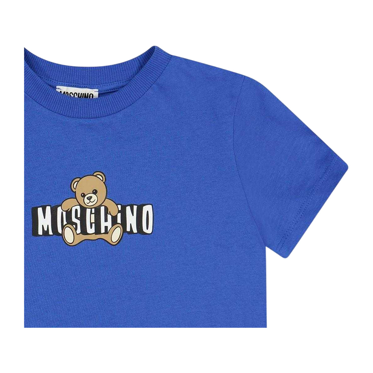 Blue - Side - Moschino Childrens-Kids Teddy Bear T-Shirt