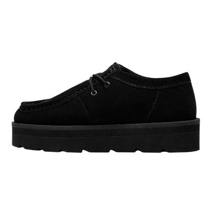 Black - Side - Clarks Originals Womens-Ladies Meare Walla Suede Moc Toe Formal Shoes