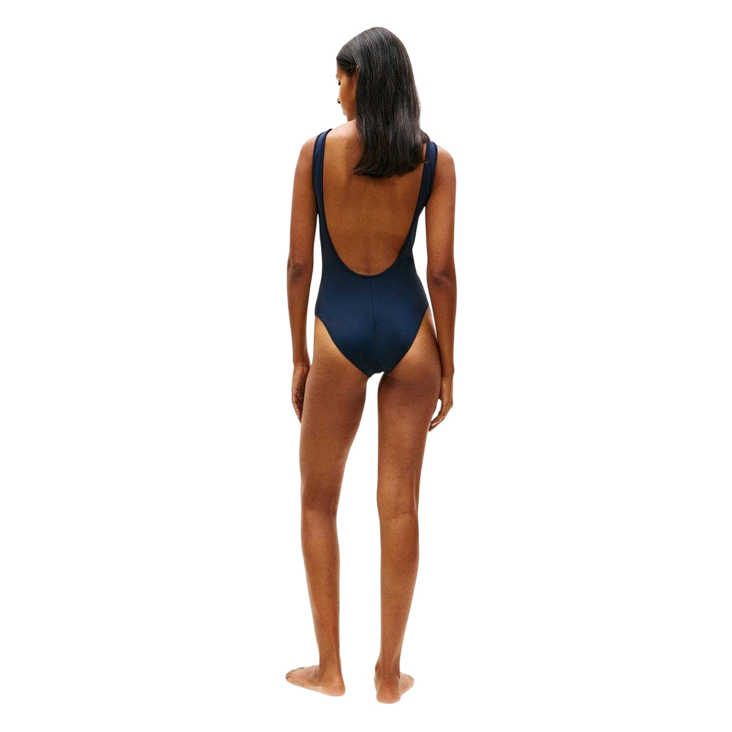 Dark Navy - Back - Tommy Hilfiger Womens-Ladies Logo Colour Block One Piece Swimsuit