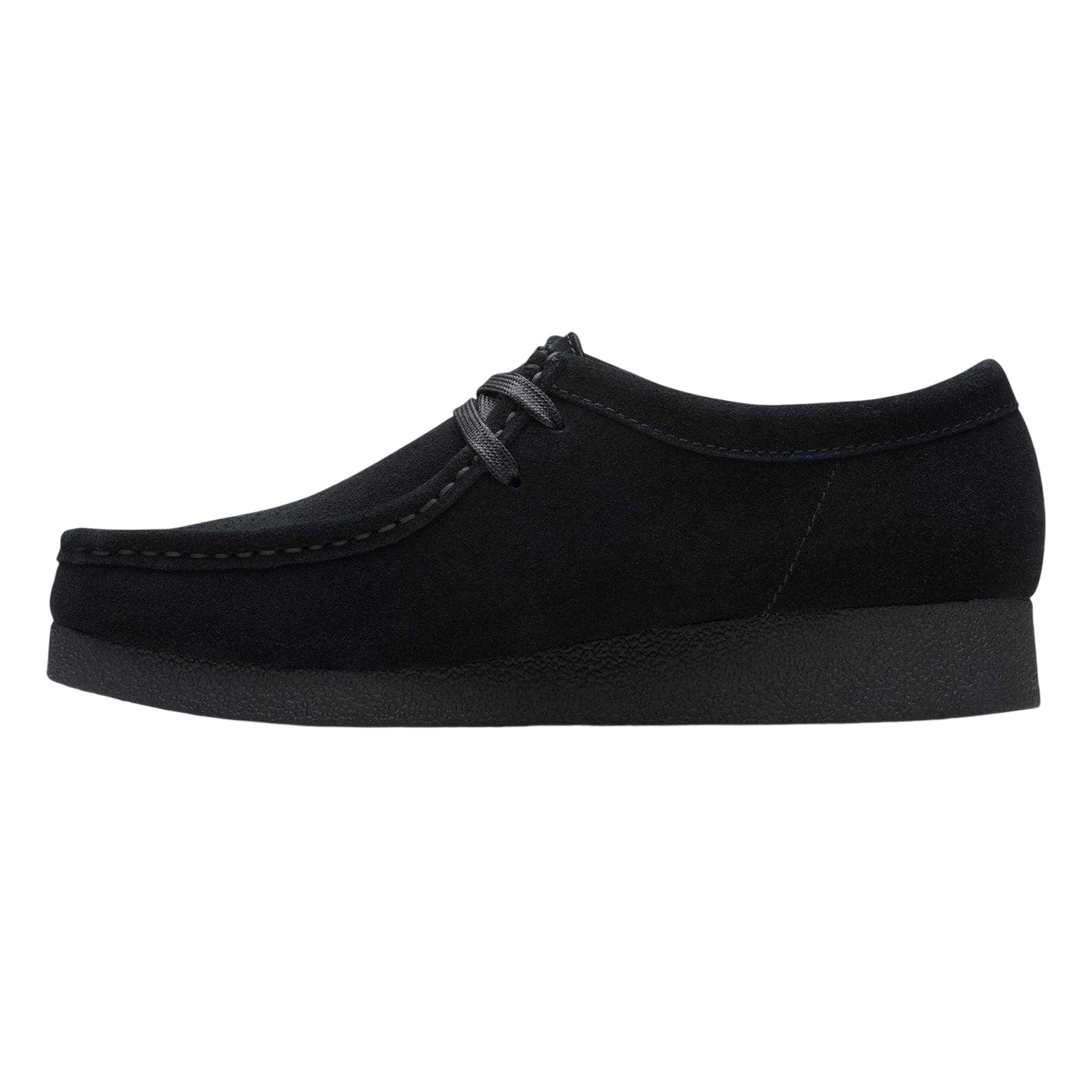 Black - Back - Clarks Womens-Ladies Wallabee Suede Flat Moccasins