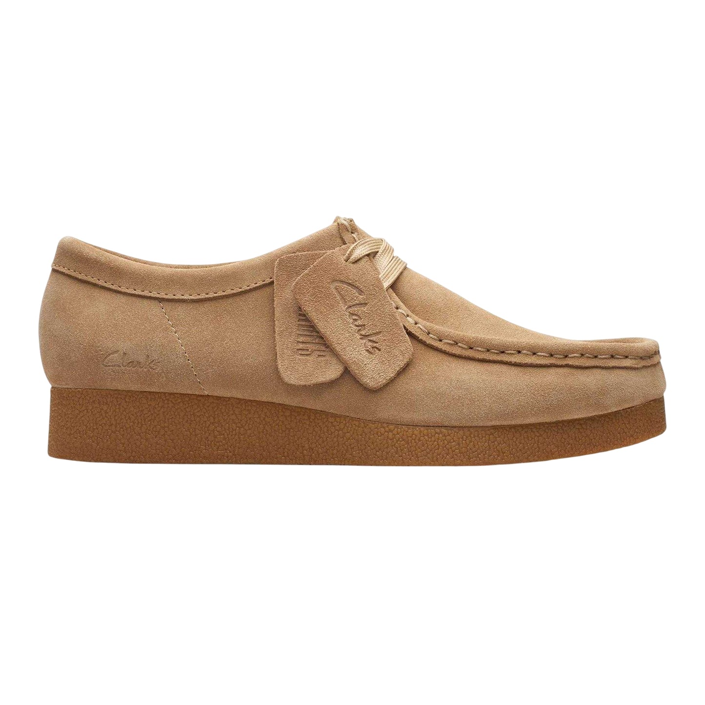 Dark Sand - Front - Clarks Womens-Ladies Wallabee Suede Flat Moccasins