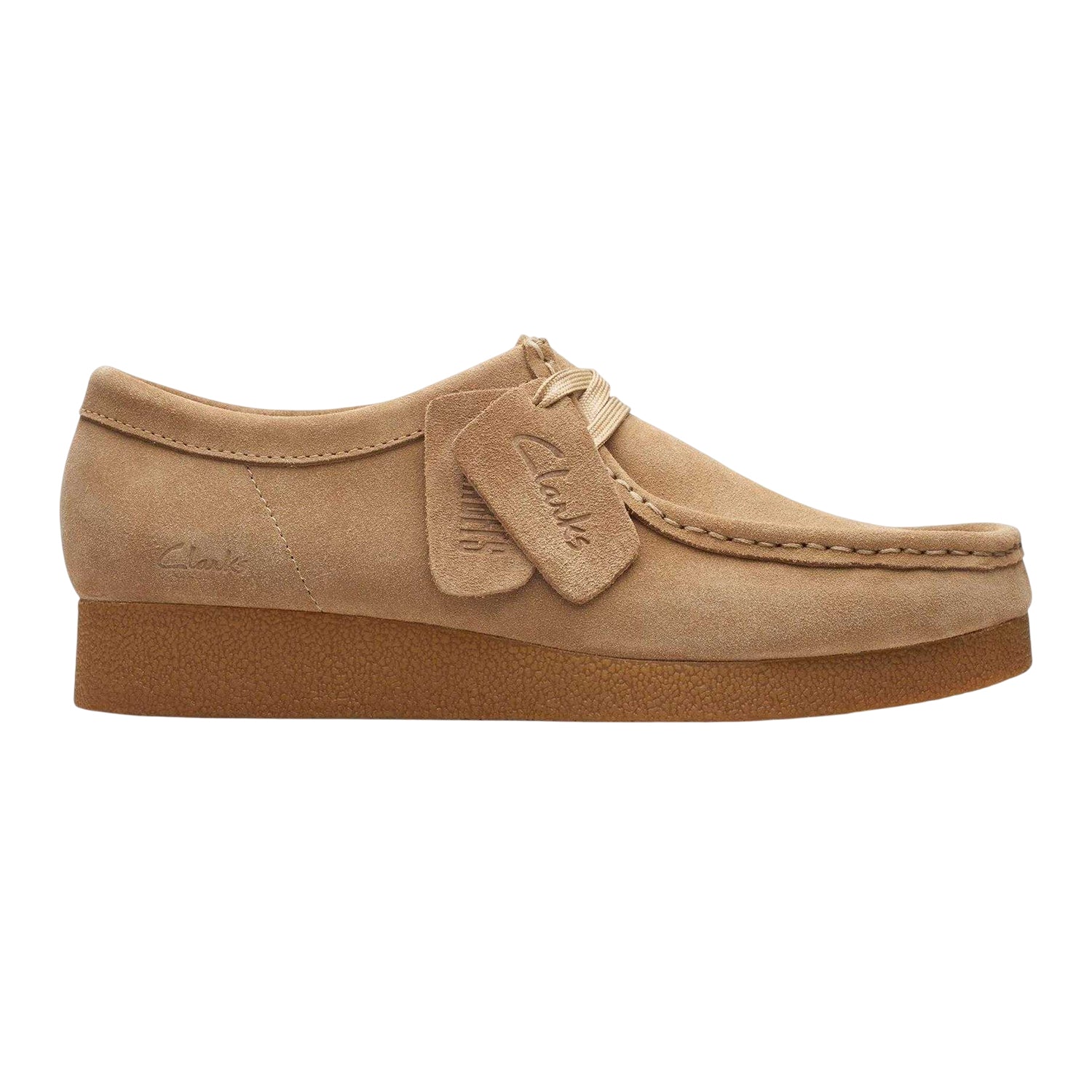 Dark Sand - Front - Clarks Womens-Ladies Wallabee Suede Flat Moccasins