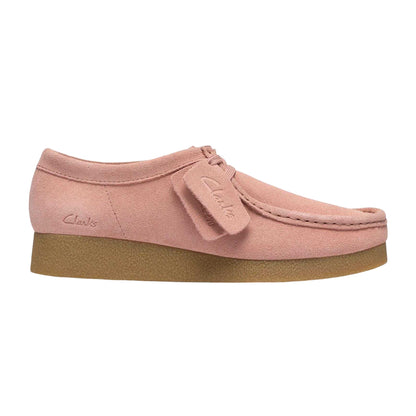 Light Pink - Front - Clarks Womens-Ladies Wallabee Suede Flat Moccasins