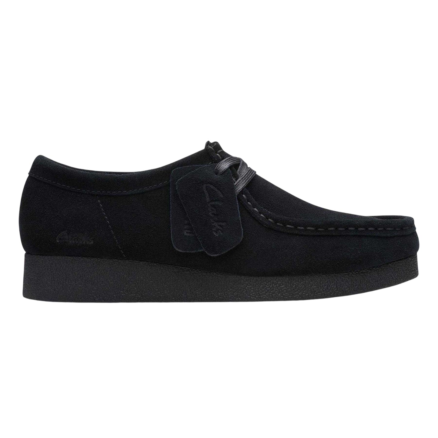 Black - Front - Clarks Womens-Ladies Wallabee Suede Flat Moccasins