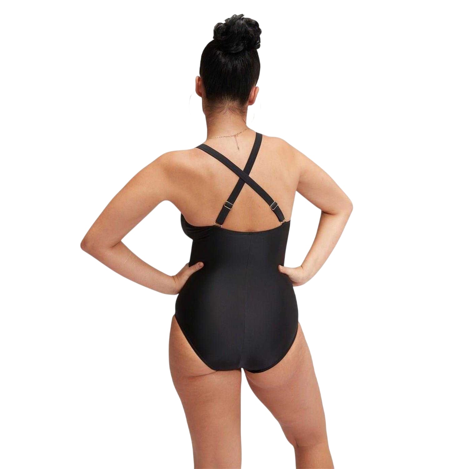 Black - Back - Speedo Womens-Ladies Shaping One Piece Swimsuit