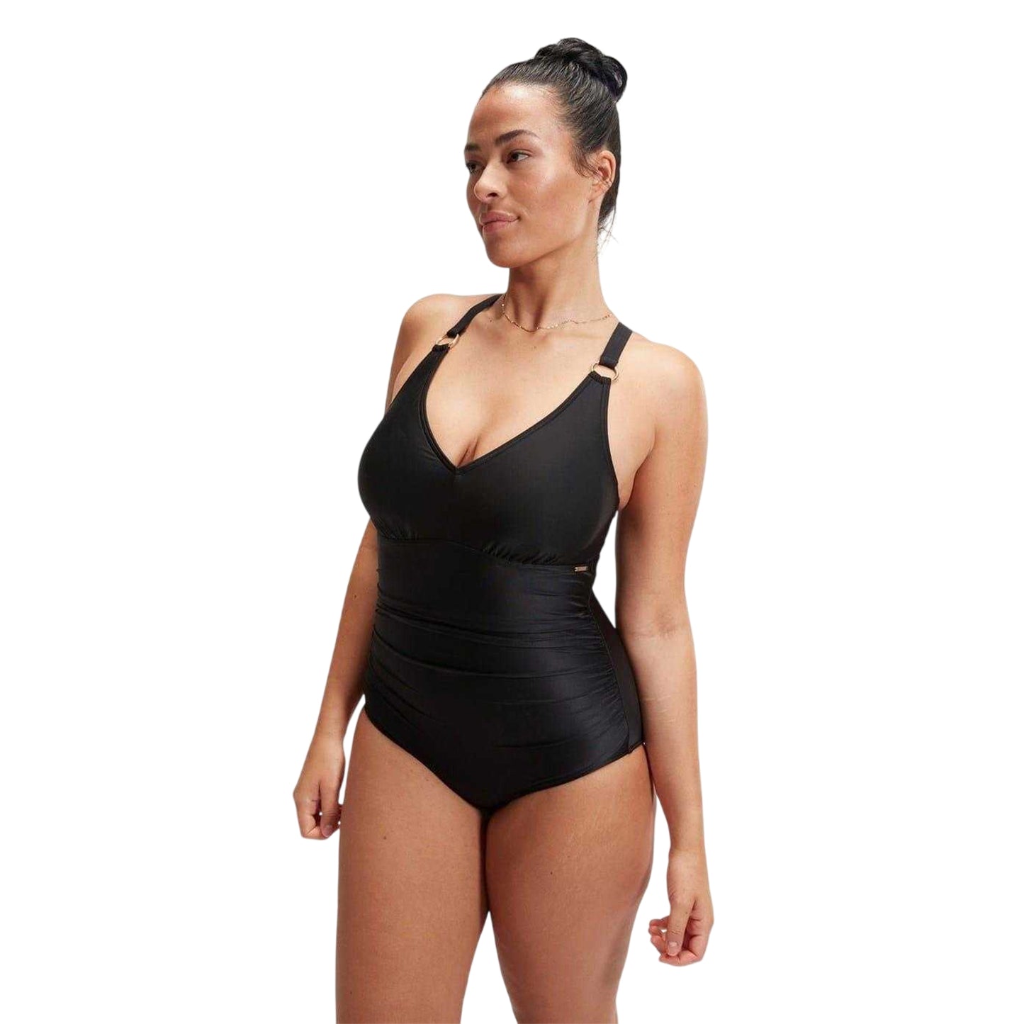 Black - Side - Speedo Womens-Ladies Shaping One Piece Swimsuit