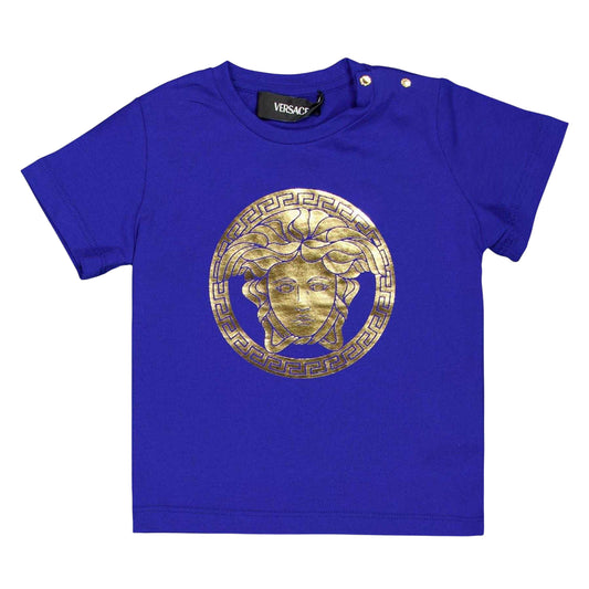 Blue - Front - Versace Childrens-Kids Medusa T-Shirt