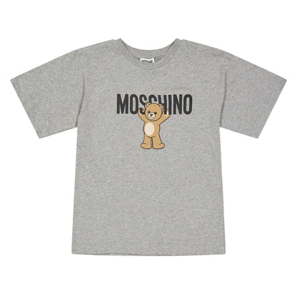 Grey - Front - Moschino Childrens-Kids Teddy Bear Regular T-Shirt