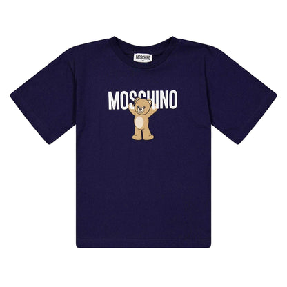Navy - Front - Moschino Childrens-Kids Teddy Bear Regular T-Shirt