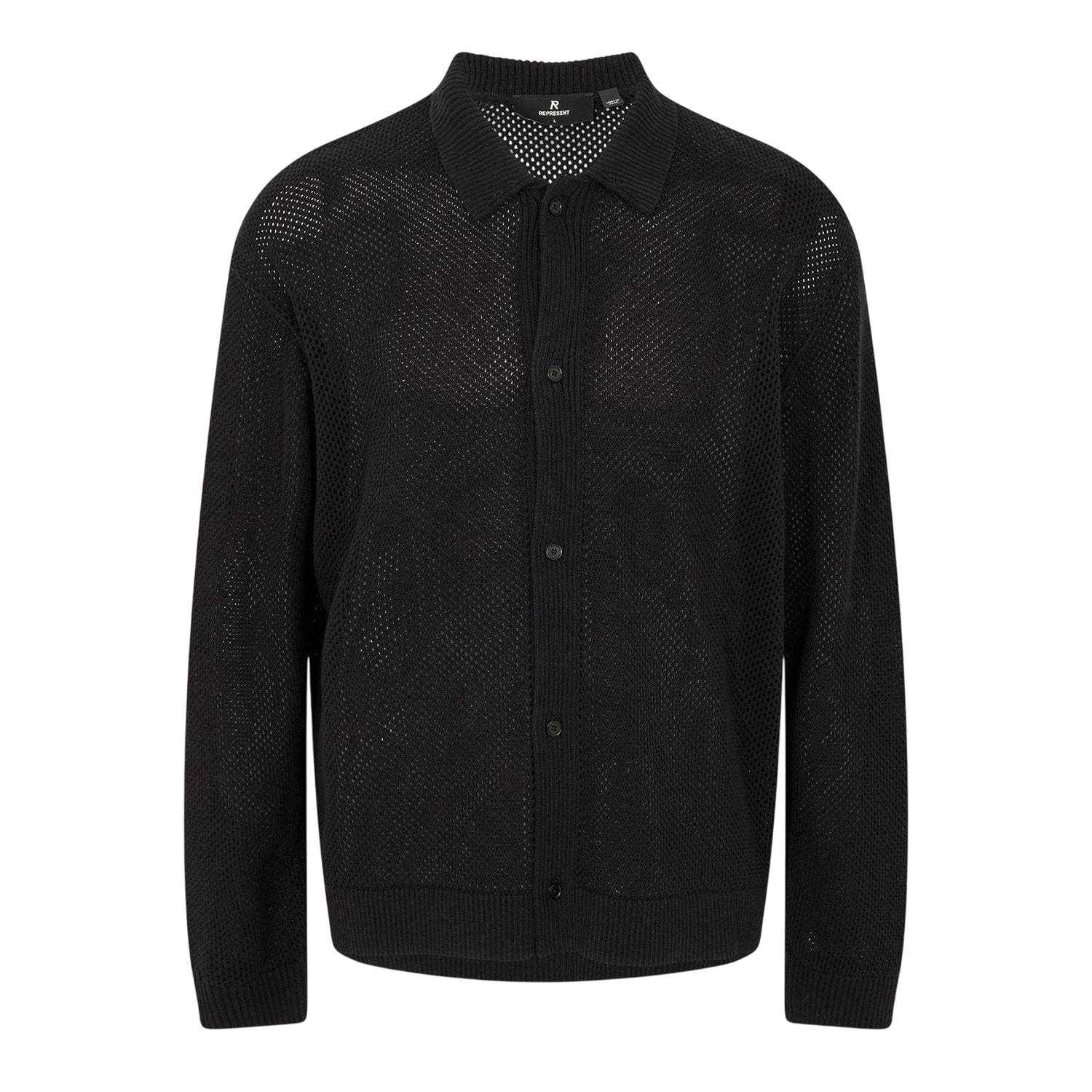 Jet Black - Front - Represent Mens Plain Long-Sleeved Shirt