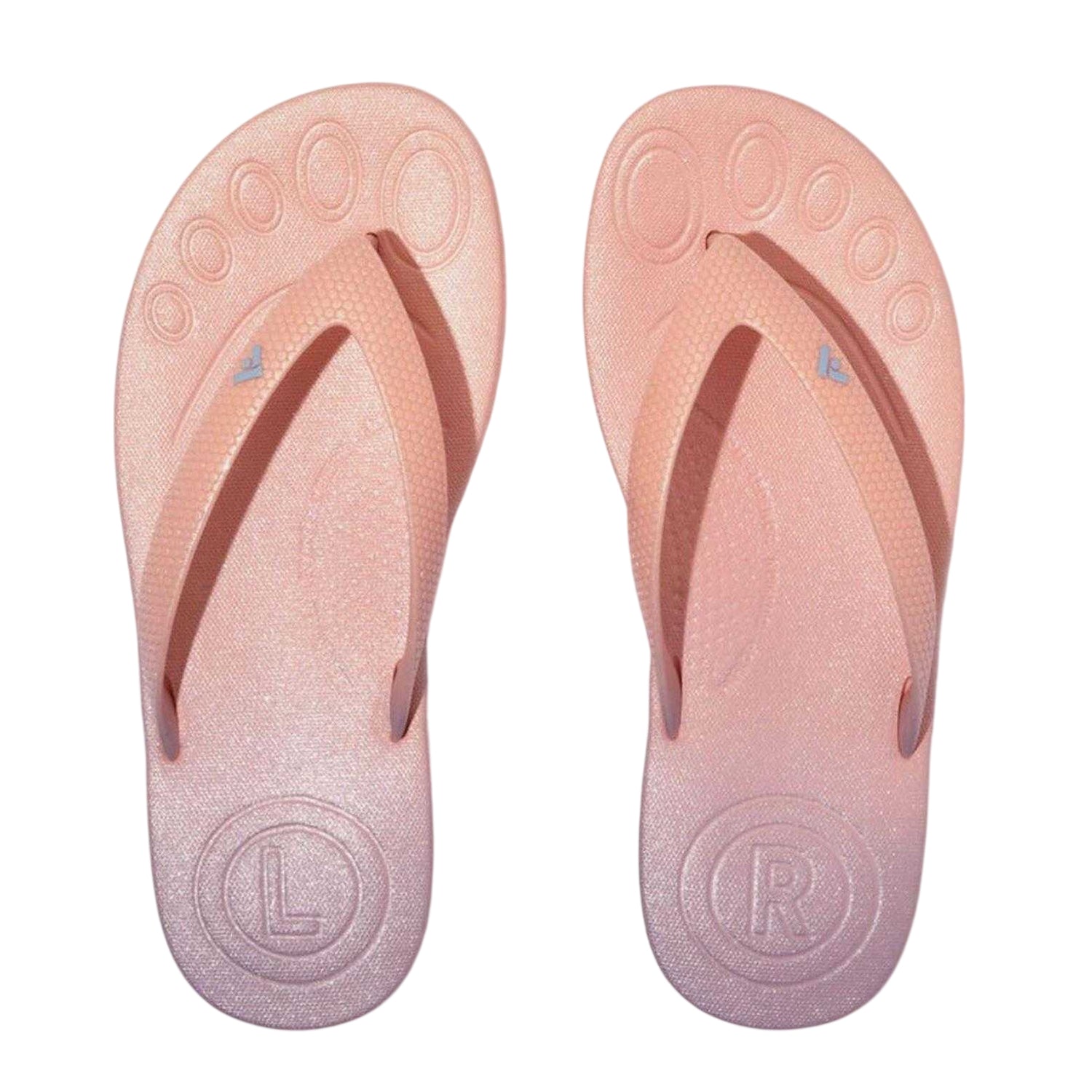 Pink - Side - FitFlop Childrens-Kids Iridescent iQushion Flip Flops