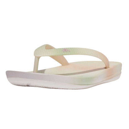 White - Back - FitFlop Childrens-Kids Iridescent iQushion Flip Flops