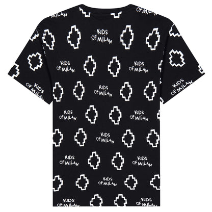 Black-White - Back - Marcelo Burlon Childrens-Kids All-Over Print T-Shirt