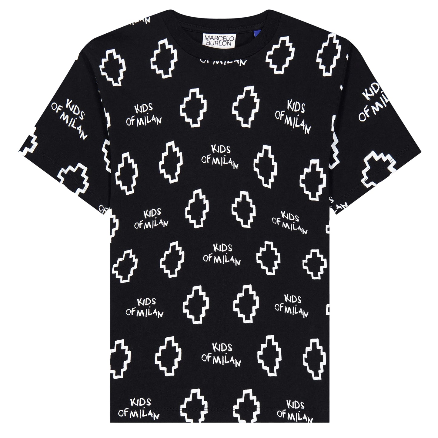 Black-White - Front - Marcelo Burlon Childrens-Kids All-Over Print T-Shirt