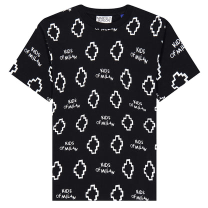 Black-White - Front - Marcelo Burlon Childrens-Kids All-Over Print T-Shirt