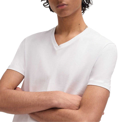 White - Lifestyle - Hugo Mens V Neck T-Shirt (Pack of 2)