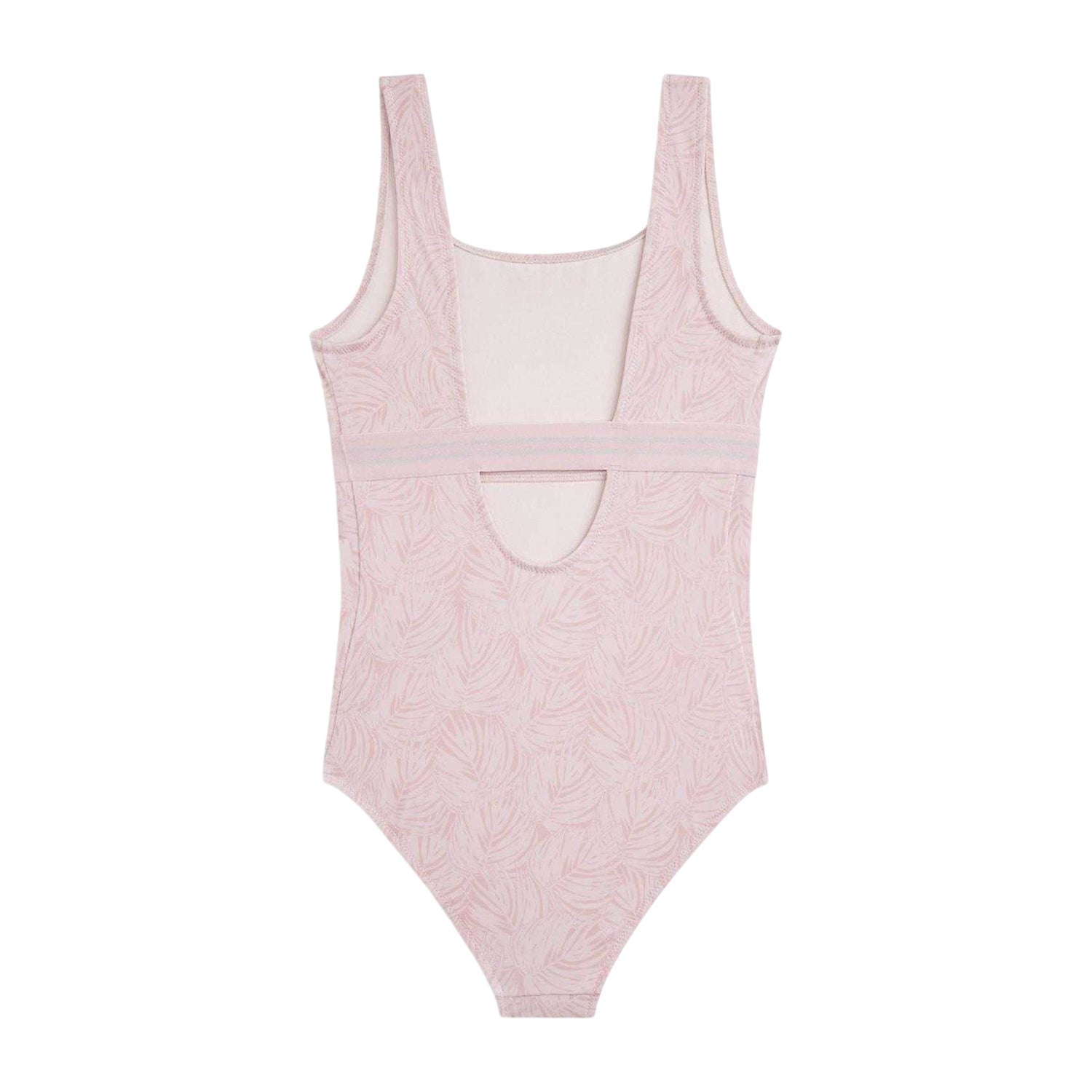 Palm Pink - Back - Tommy Hilfiger Girls Leaf Print One Piece Swimsuit